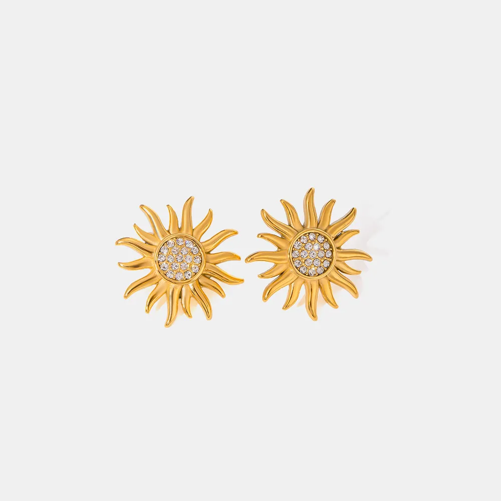Stainless steel sunflower jewelry flower earrings