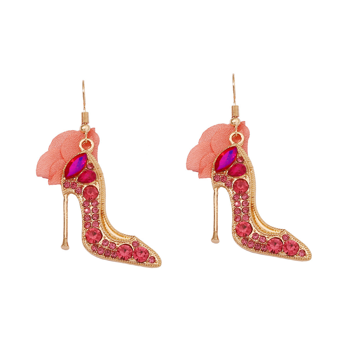 Cartoon crystal shoes alloy inlaid diamond fabric earrings