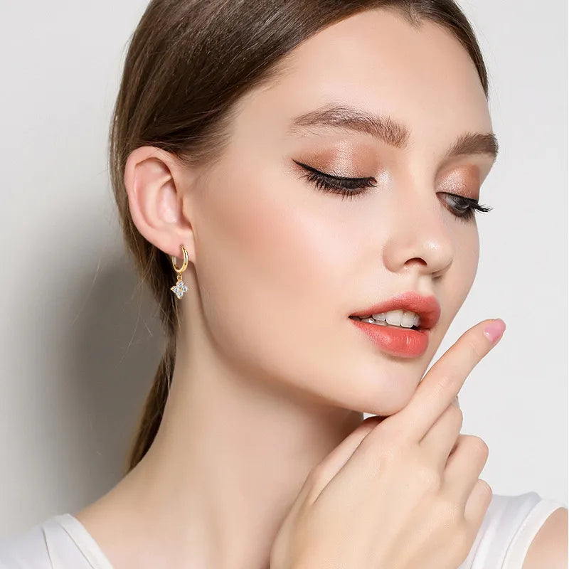 Moissanite Hoop Drop Earrings