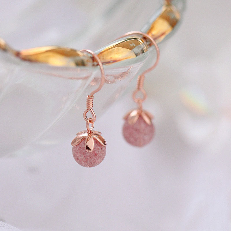 With strawberry crystal and sweet crystal ball earrings