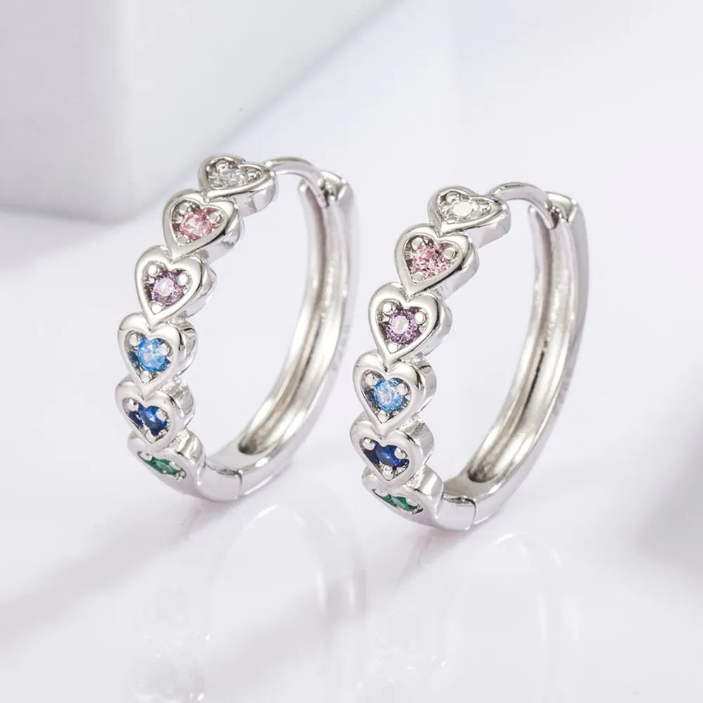 Inlaid Zircon Heart Huggie Earrings