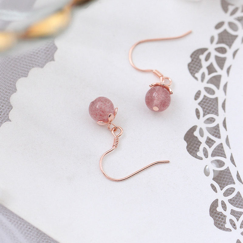 With strawberry crystal and sweet crystal ball earrings