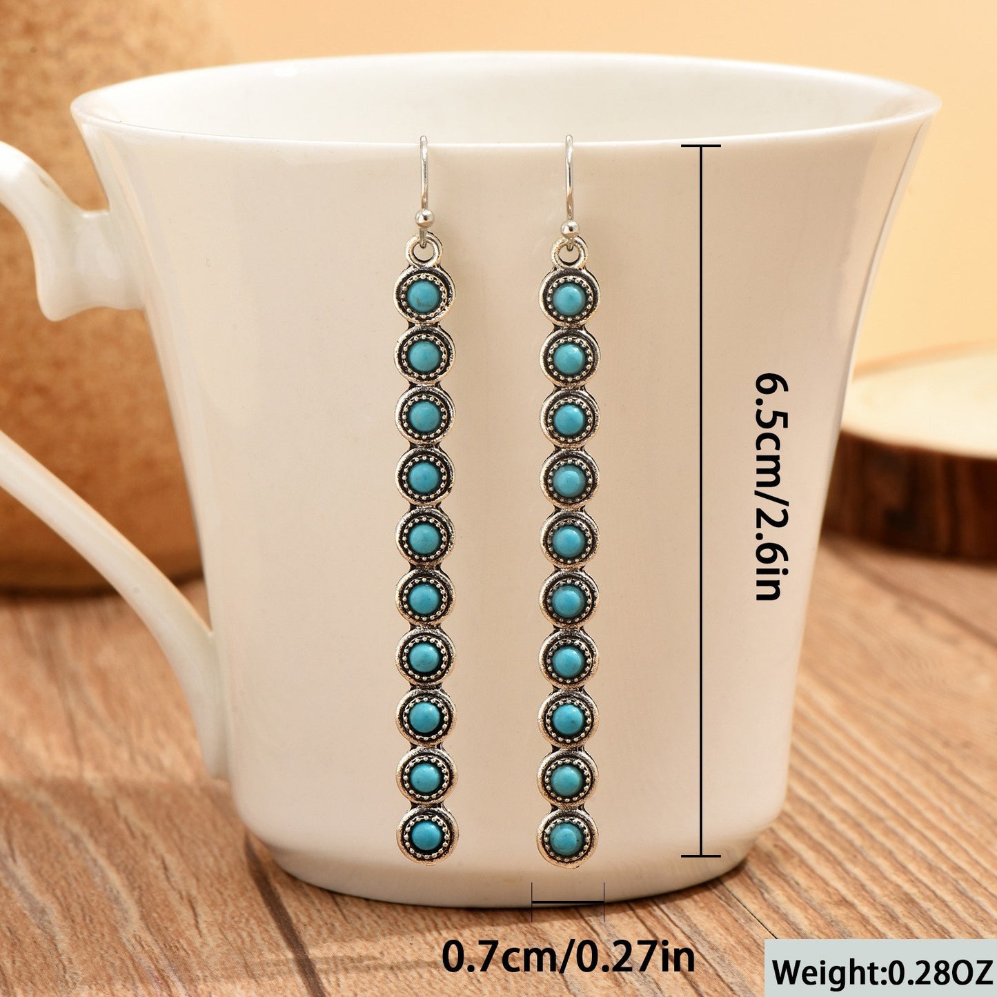 Artificial Turquoise Alloy Bar Earrings