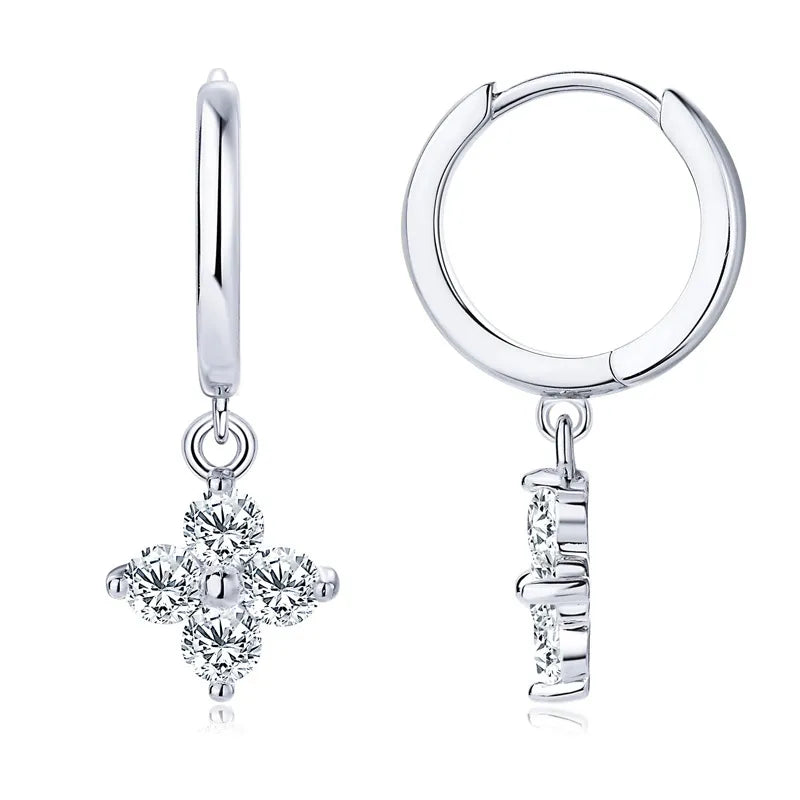 Moissanite Hoop Drop Earrings