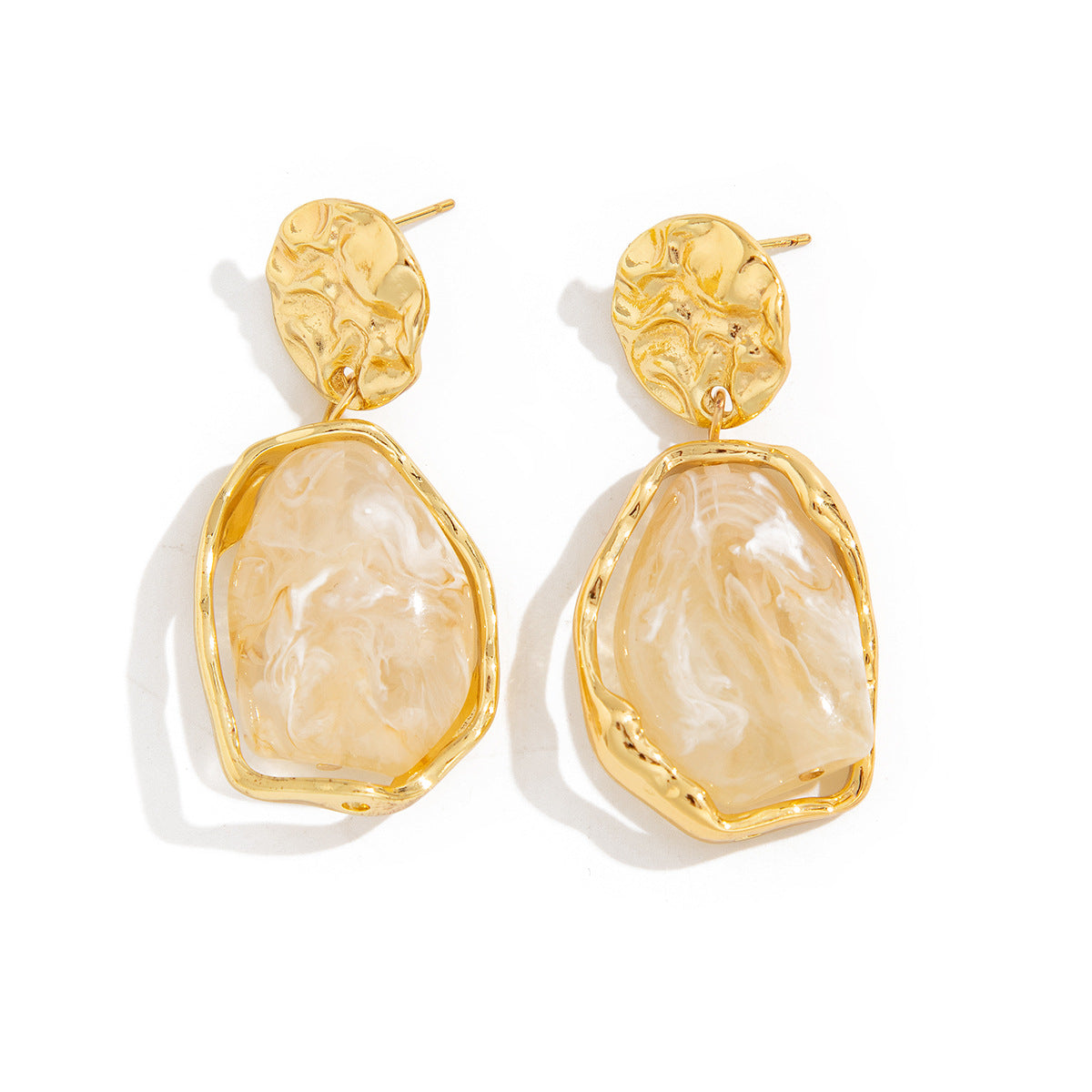light luxury pearl square pleated earrings