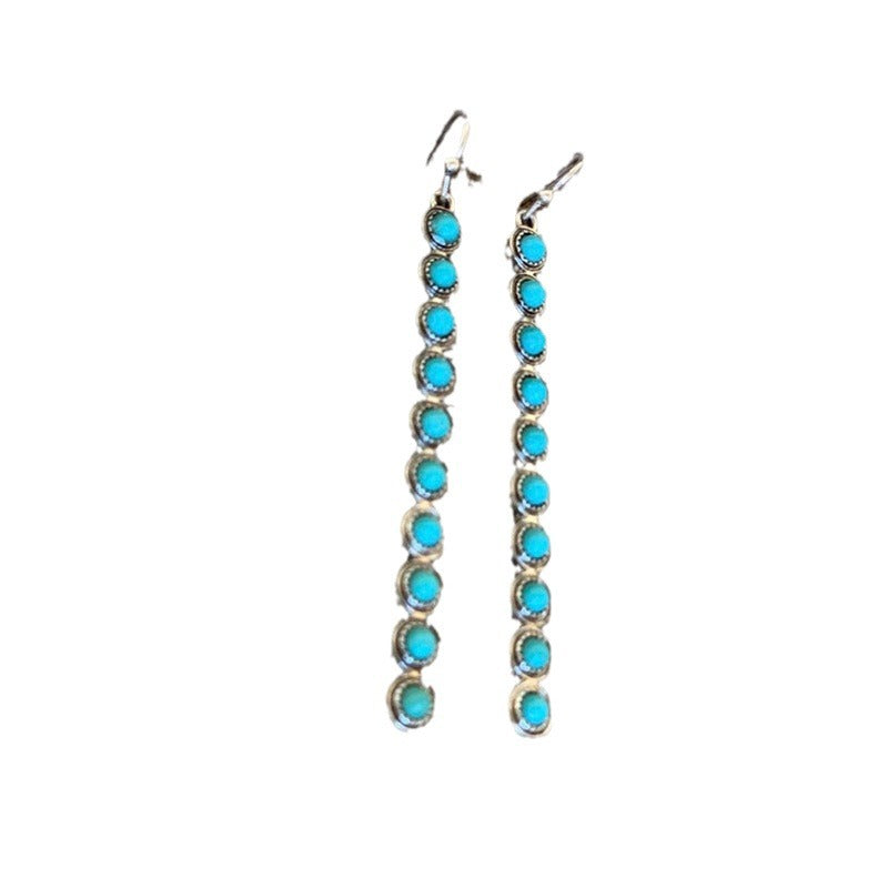 Artificial Turquoise Alloy Bar Earrings