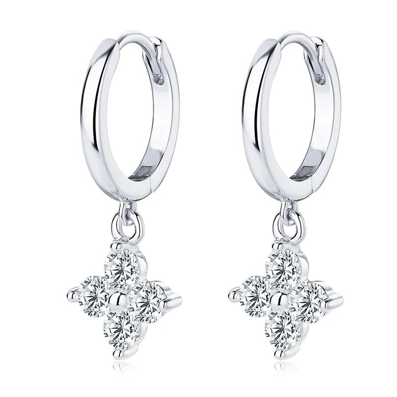Moissanite Hoop Drop Earrings