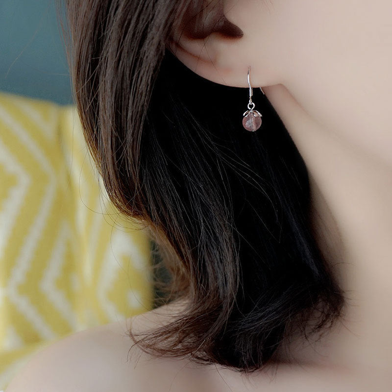 With strawberry crystal and sweet crystal ball earrings