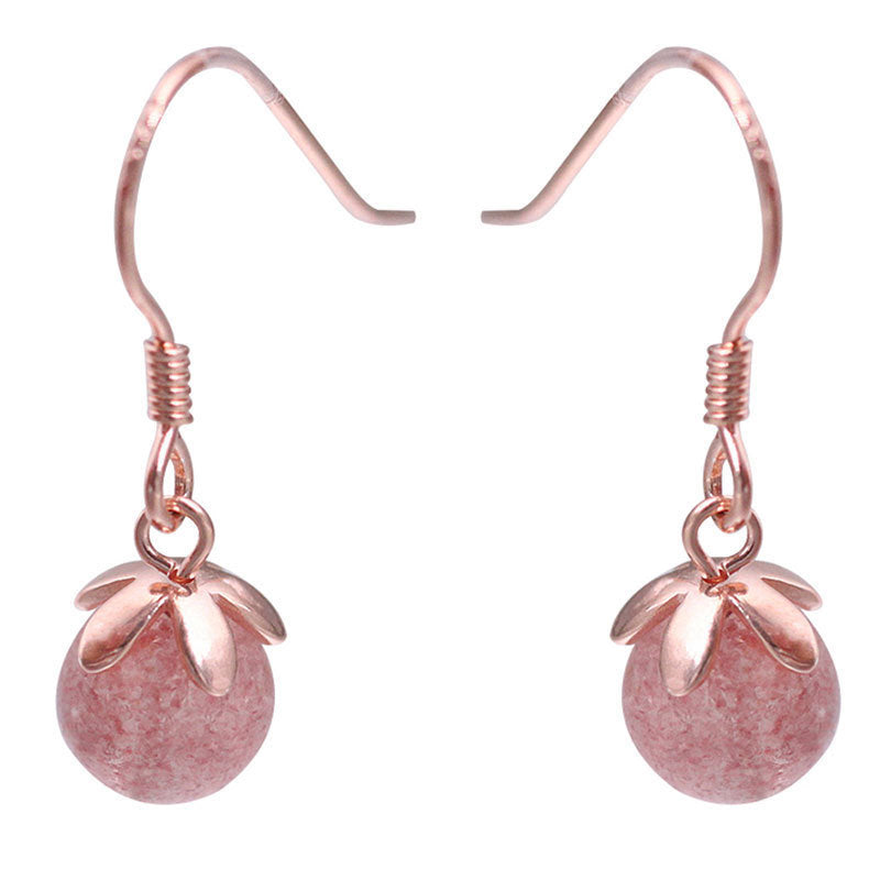 With strawberry crystal and sweet crystal ball earrings