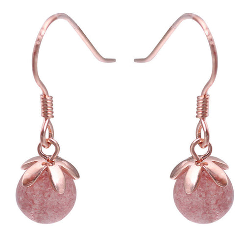 With strawberry crystal and sweet crystal ball earrings