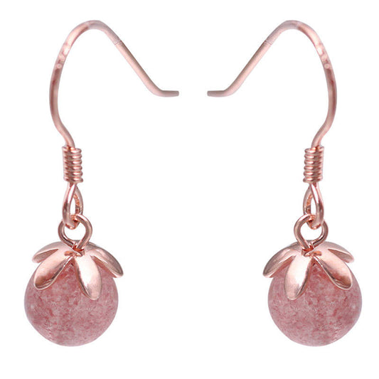 With strawberry crystal and sweet crystal ball earrings