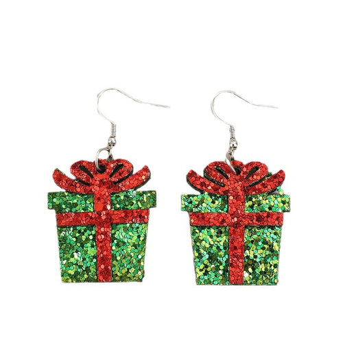 Sequin Gift Box PU Leather Earrings