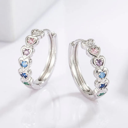 Inlaid Zircon Heart Huggie Earrings