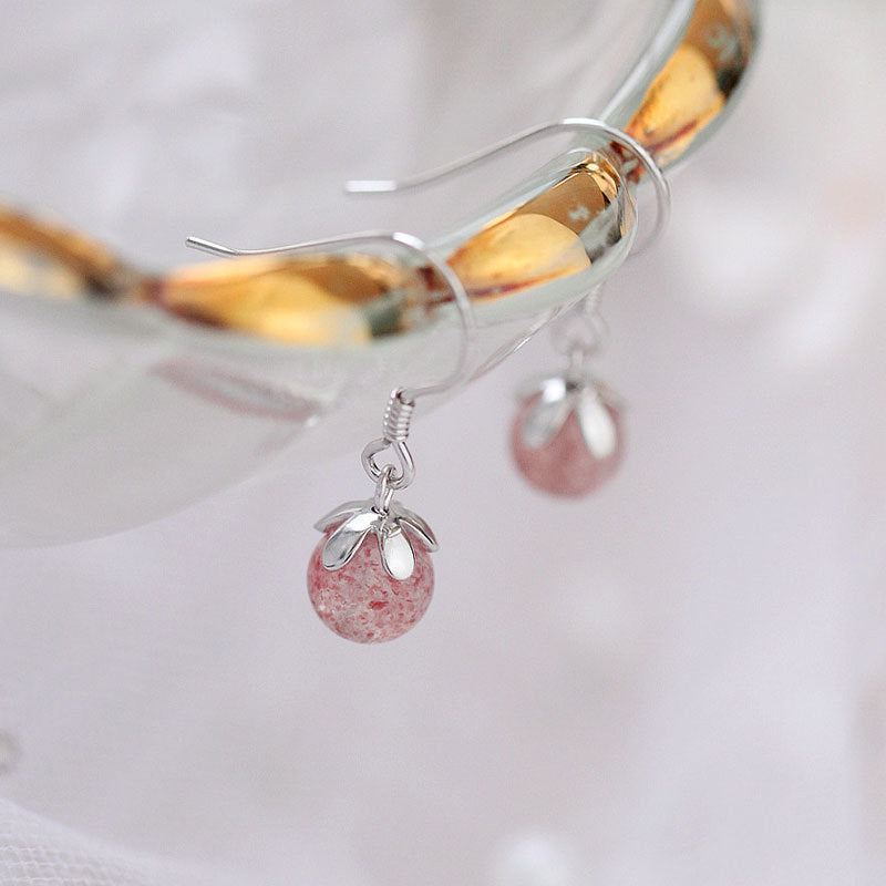 With strawberry crystal and sweet crystal ball earrings