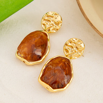 light luxury pearl square pleated earrings