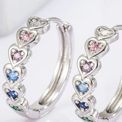 Inlaid Zircon Heart Huggie Earrings